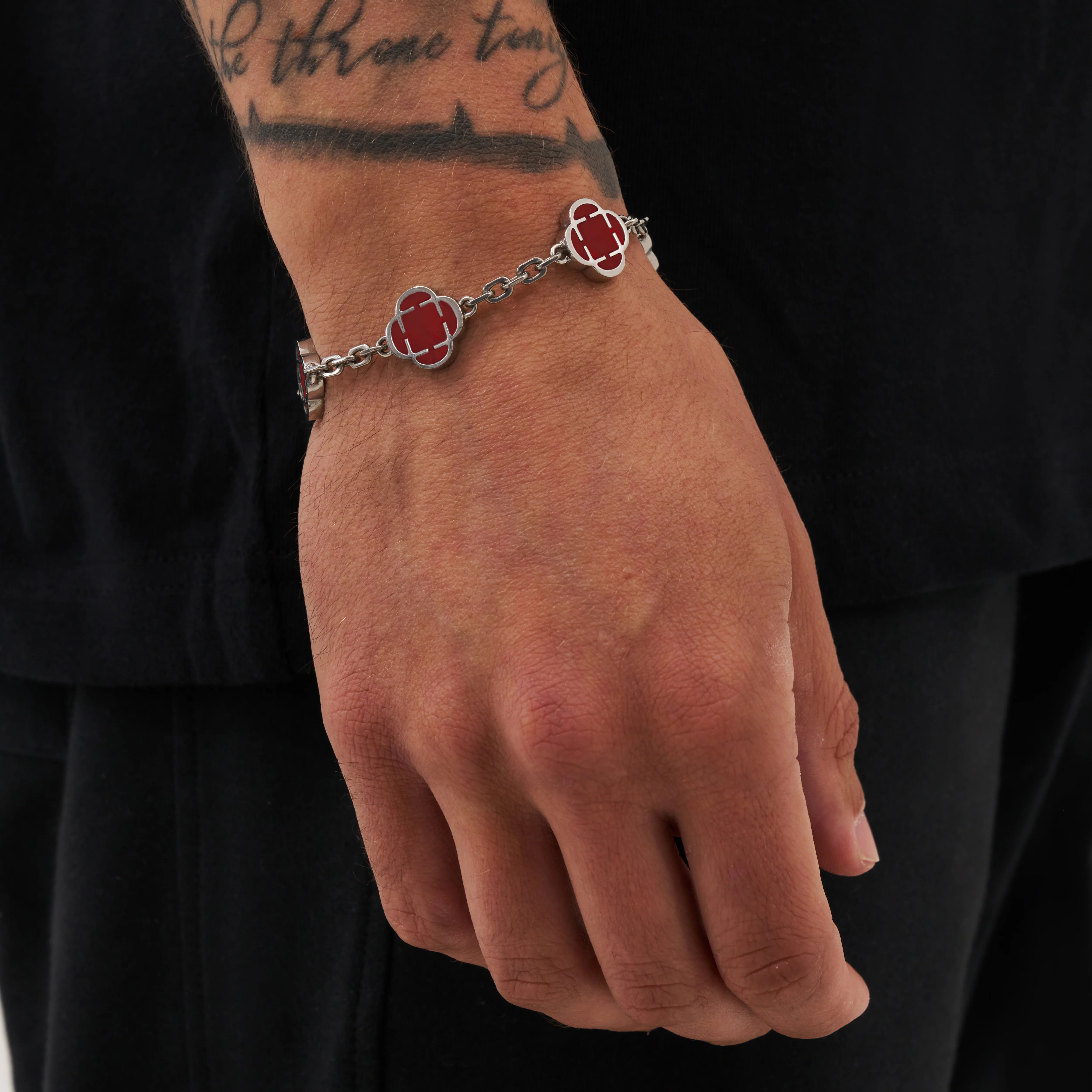 Red Clover Stone Bracelet (Silver) - Image 2