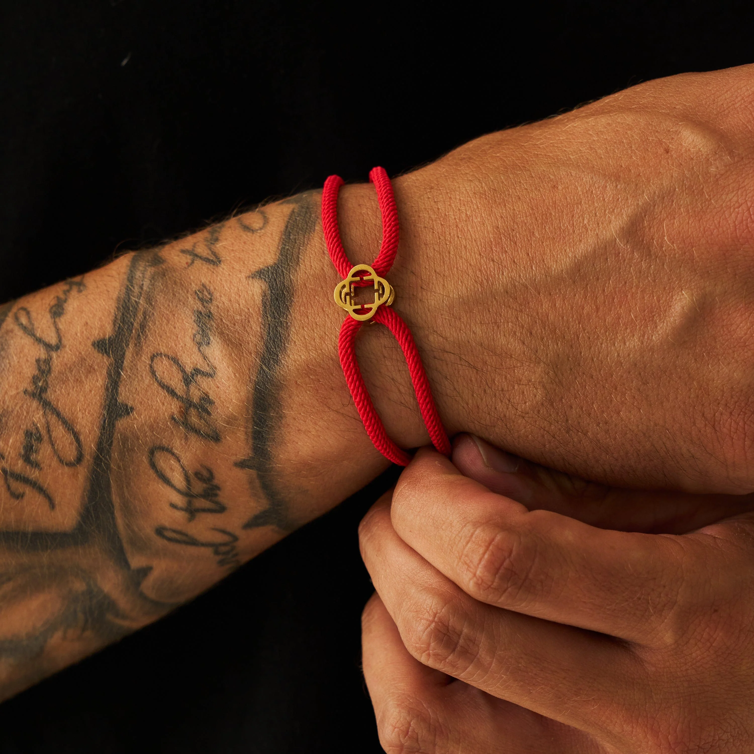 Red Cord Bracelet (Gold) - Image 4