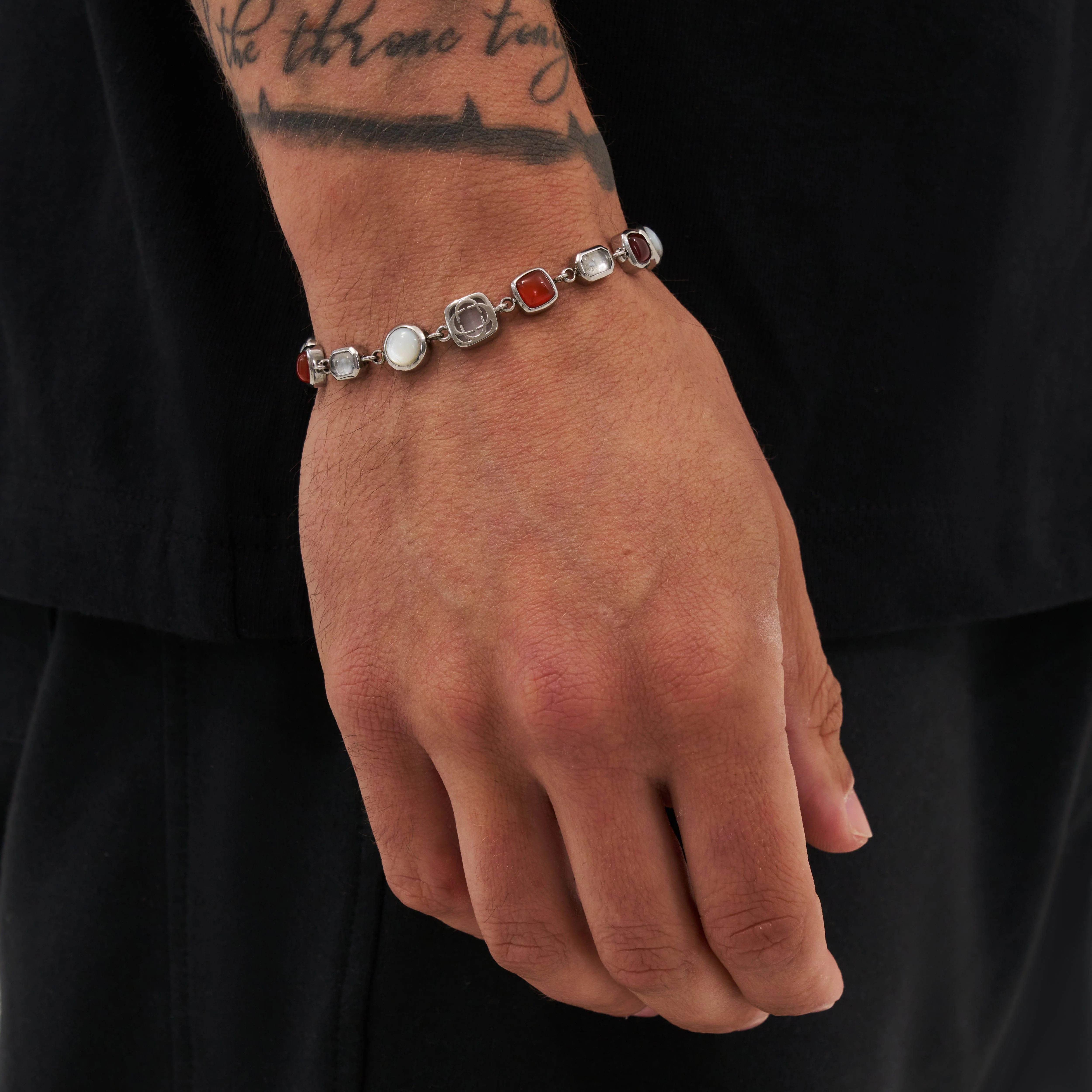 Red Crystal Gemstone Bracelet (Silver) - Image 2