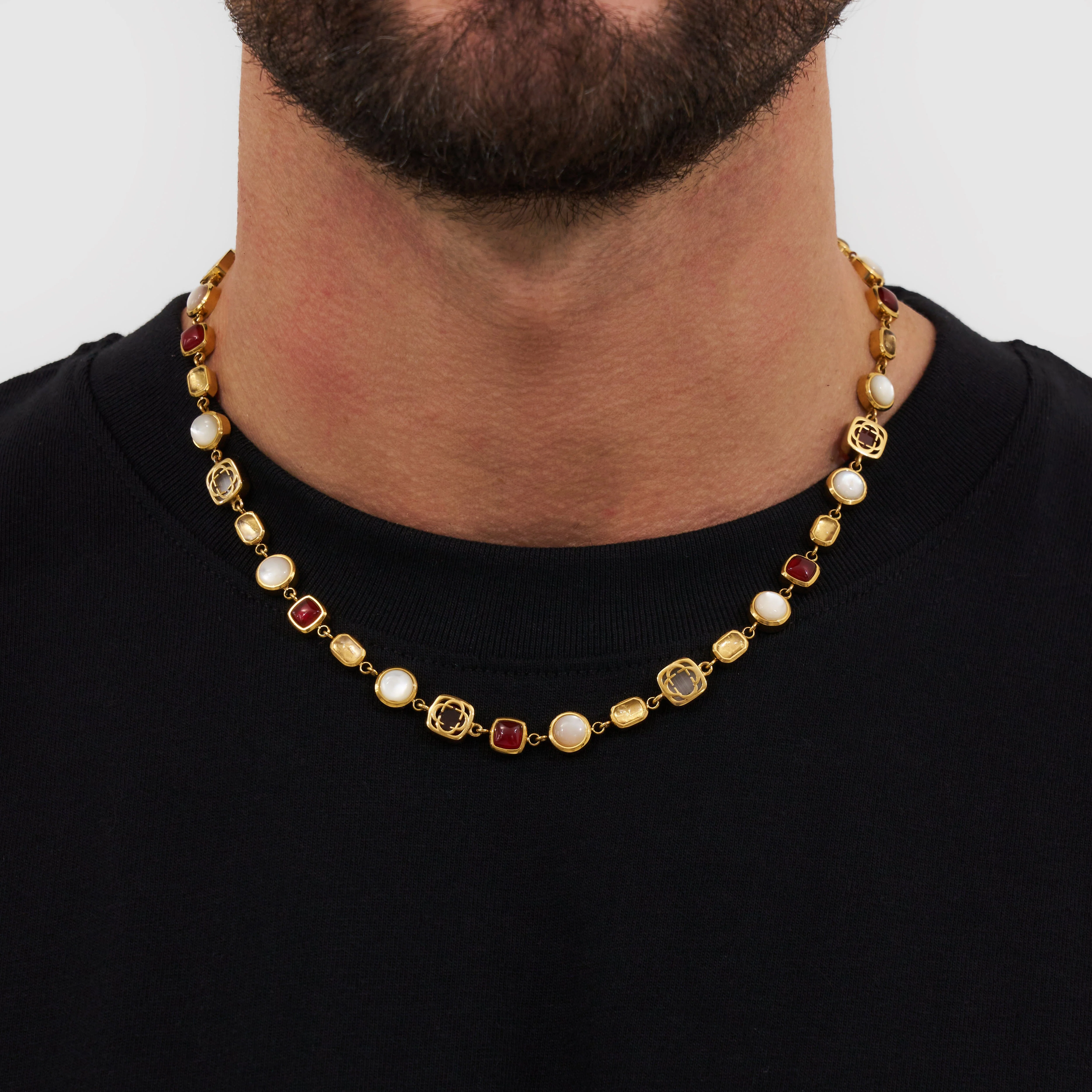Red Crystal Gemstone Necklace (Gold) - Image 2