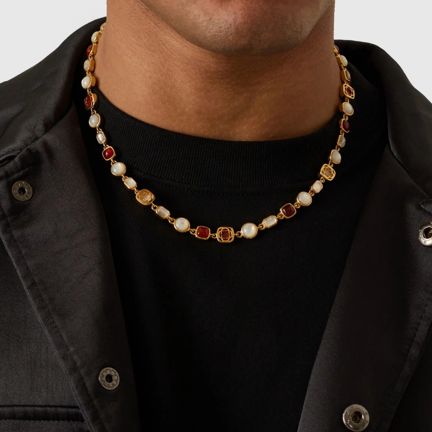 Red Crystal Gemstone Necklace (Gold) - Image 6