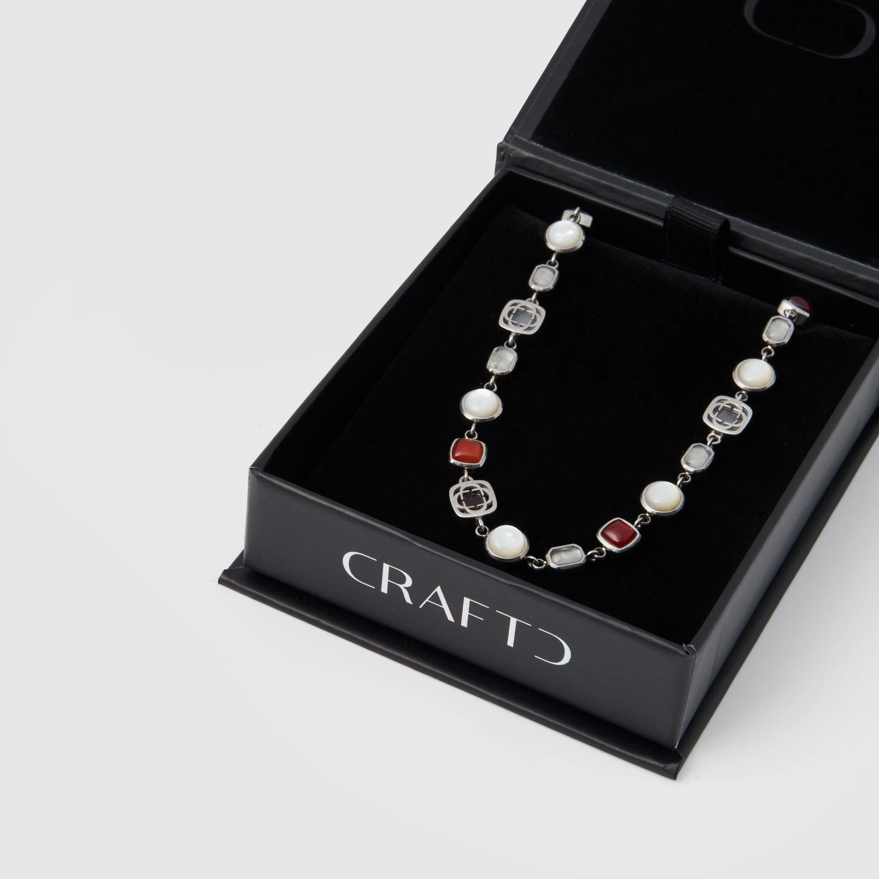 Red Crystal Gemstone Necklace (Silver) - Image 8