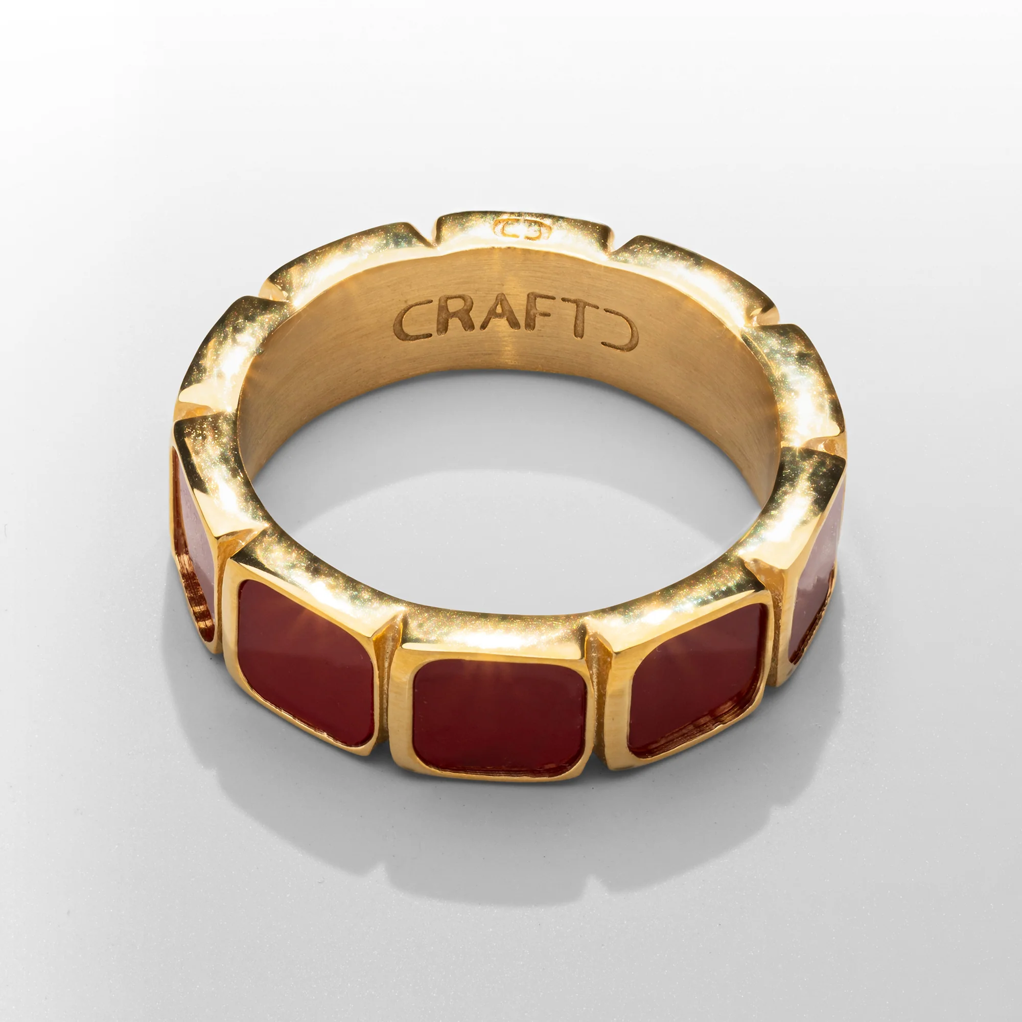Red Stone Band Ring (Gold) - Image 4