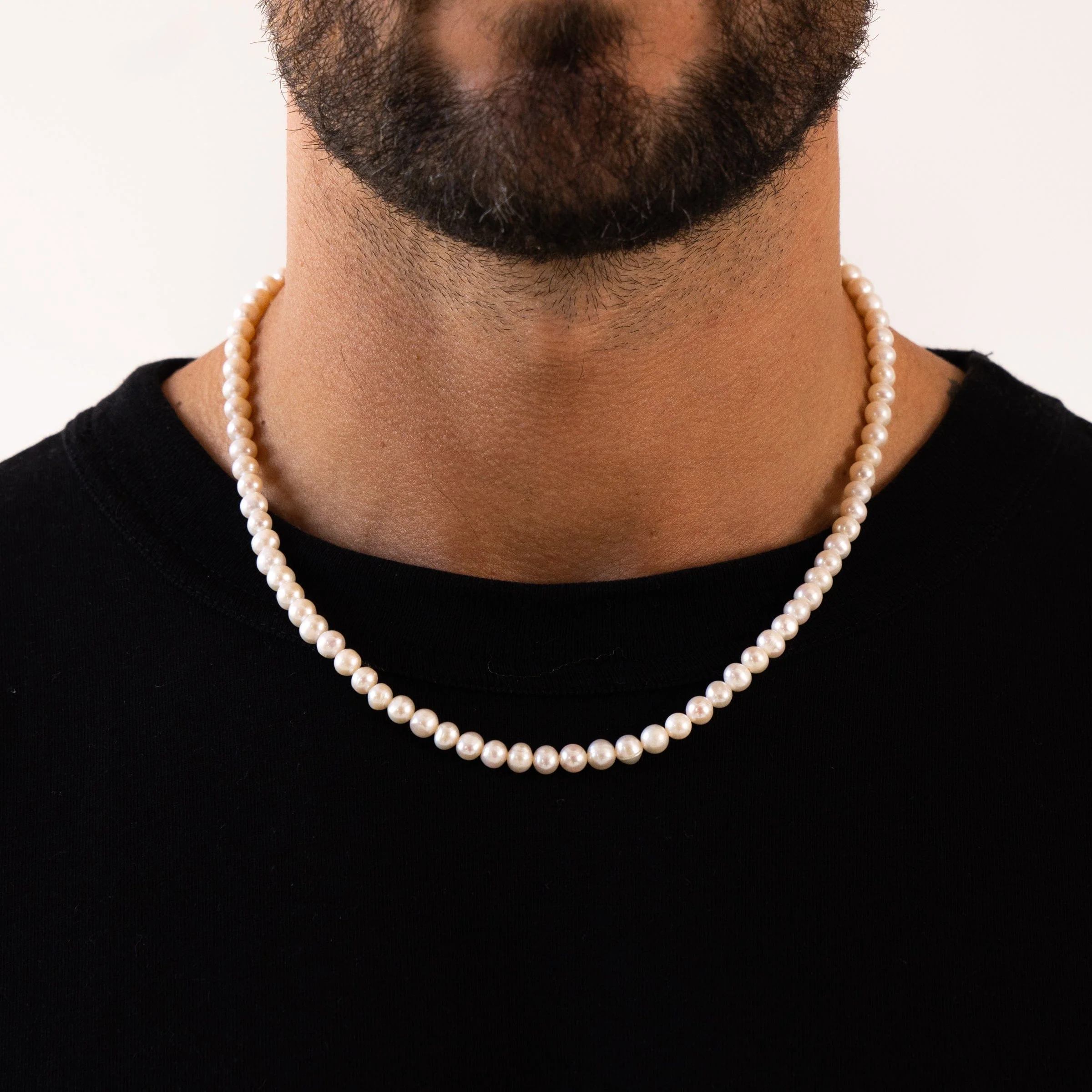 Rounded Real Pearl Necklace (Silver) - Image 7