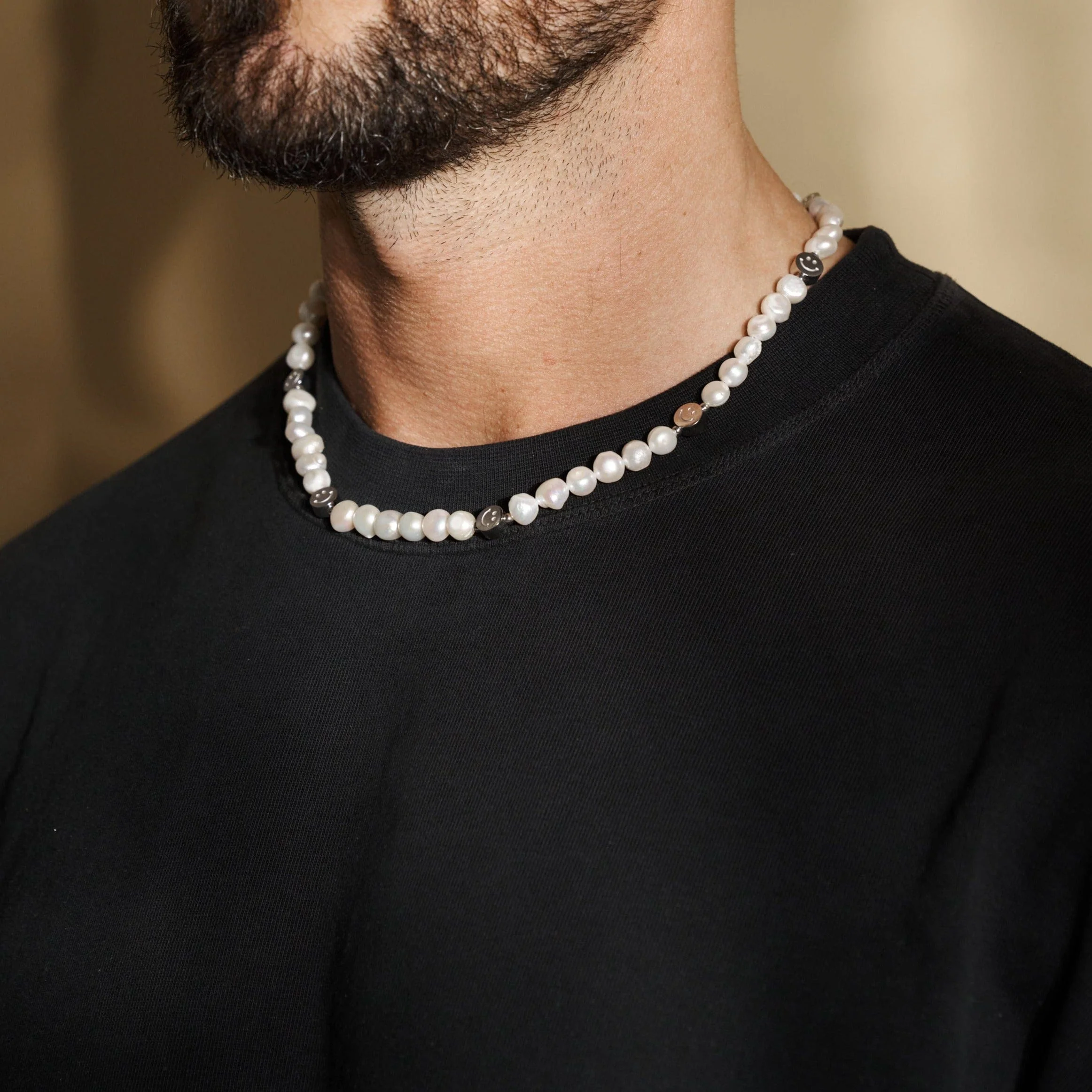Smiley Real Pearl Necklace (Silver) - Image 3