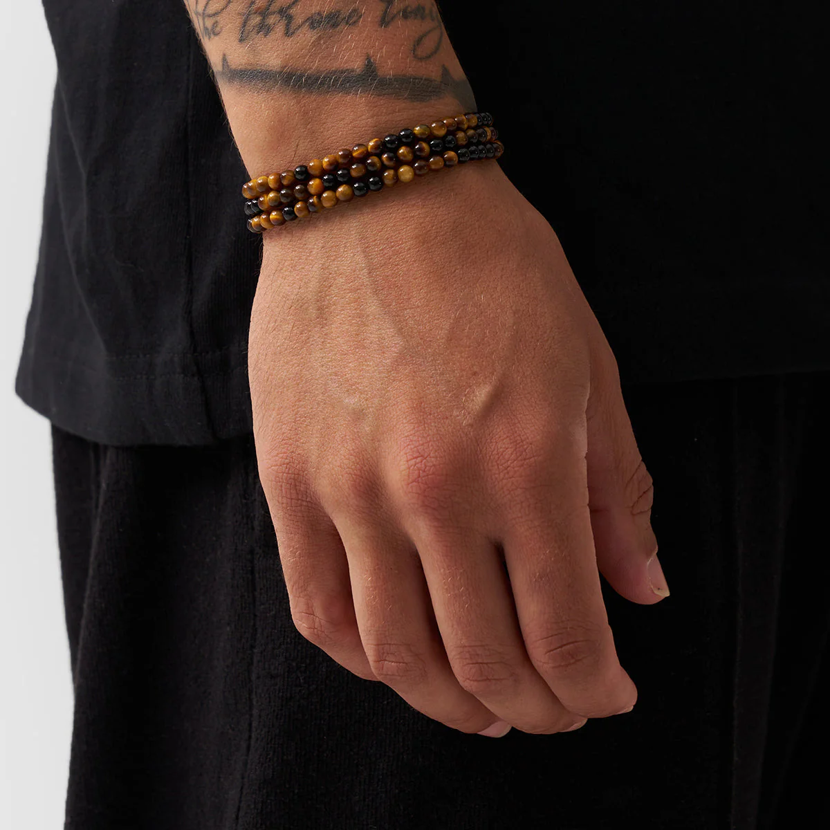 Tiger's Eye Obsidian Bead Wrap Bracelet - Image 2