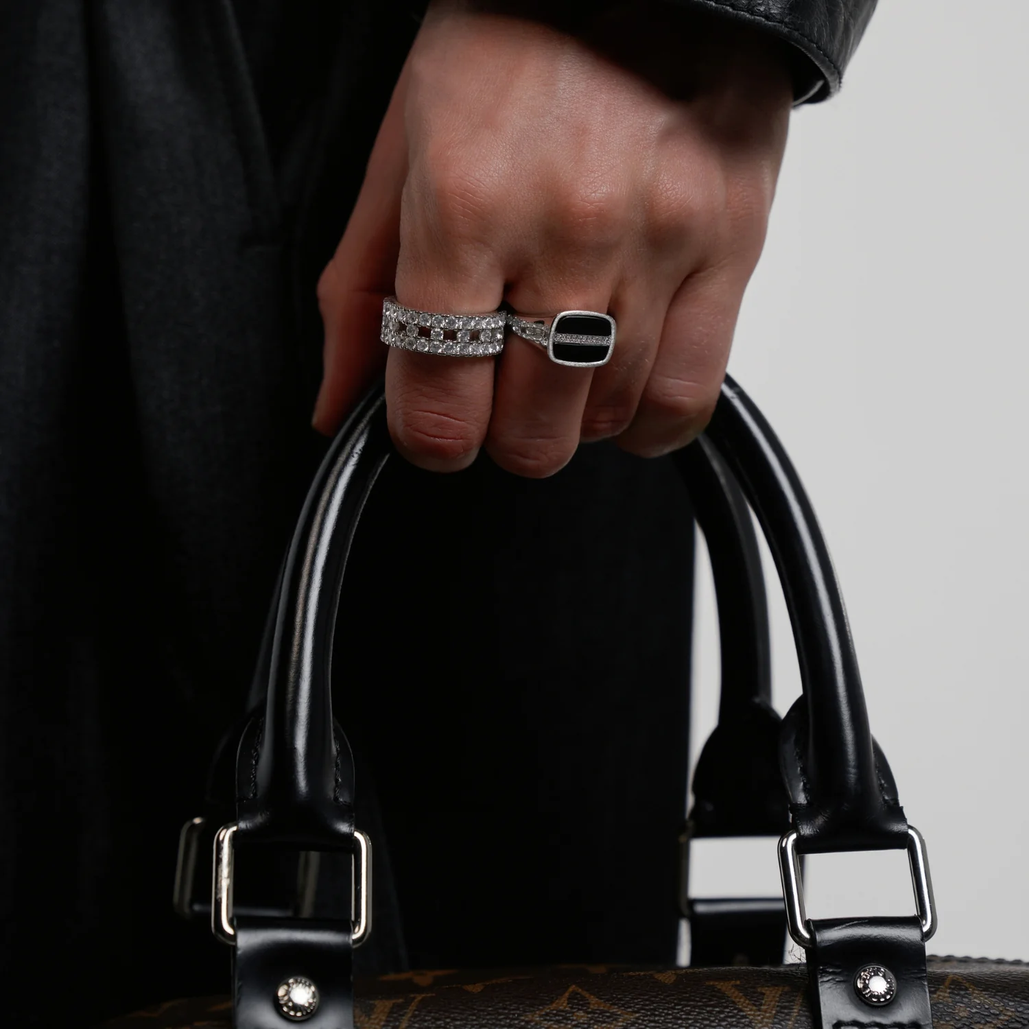 Iced Onyx Signet Ring (Silver) - Image 5
