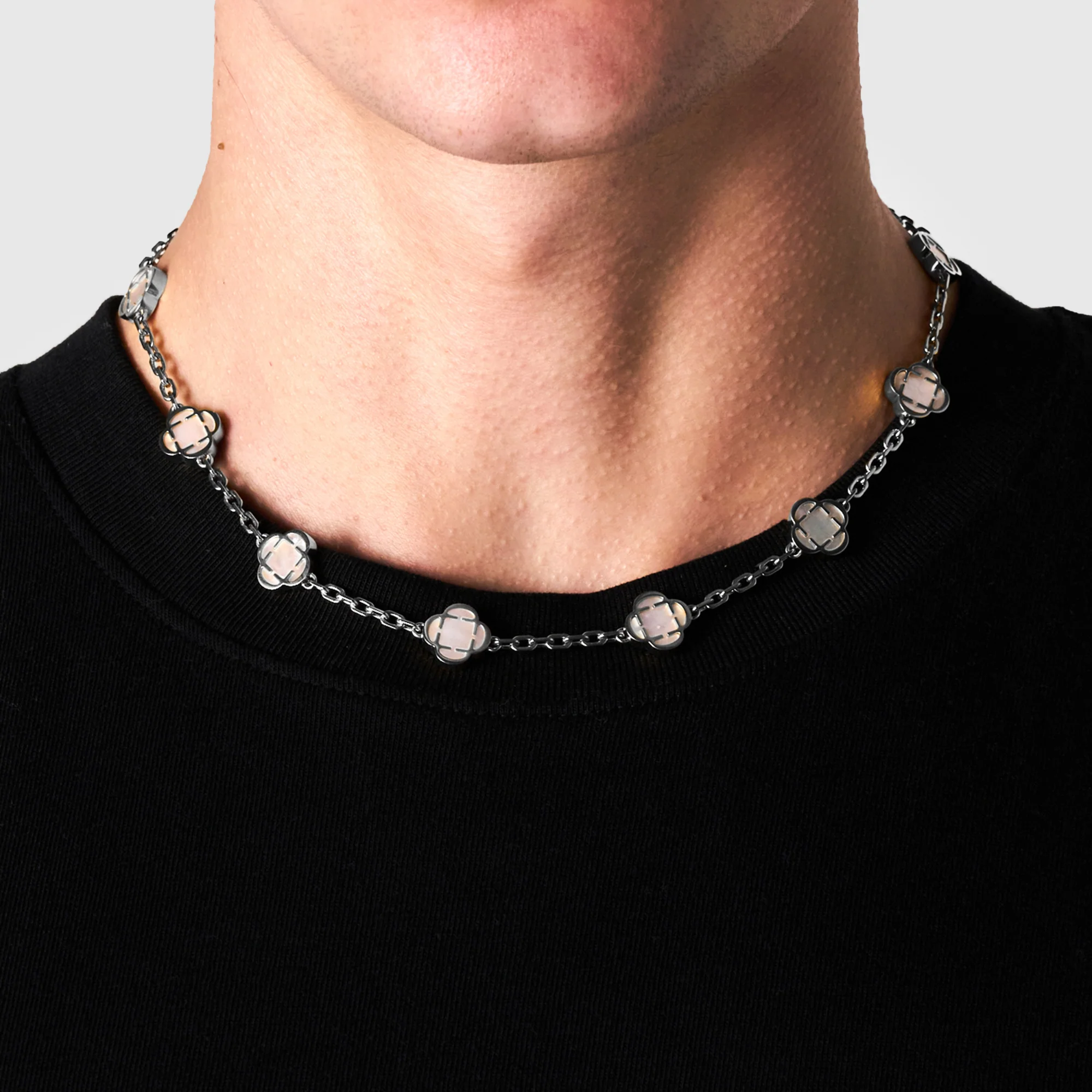 White Clover Stone Necklace (Silver) - Image 2