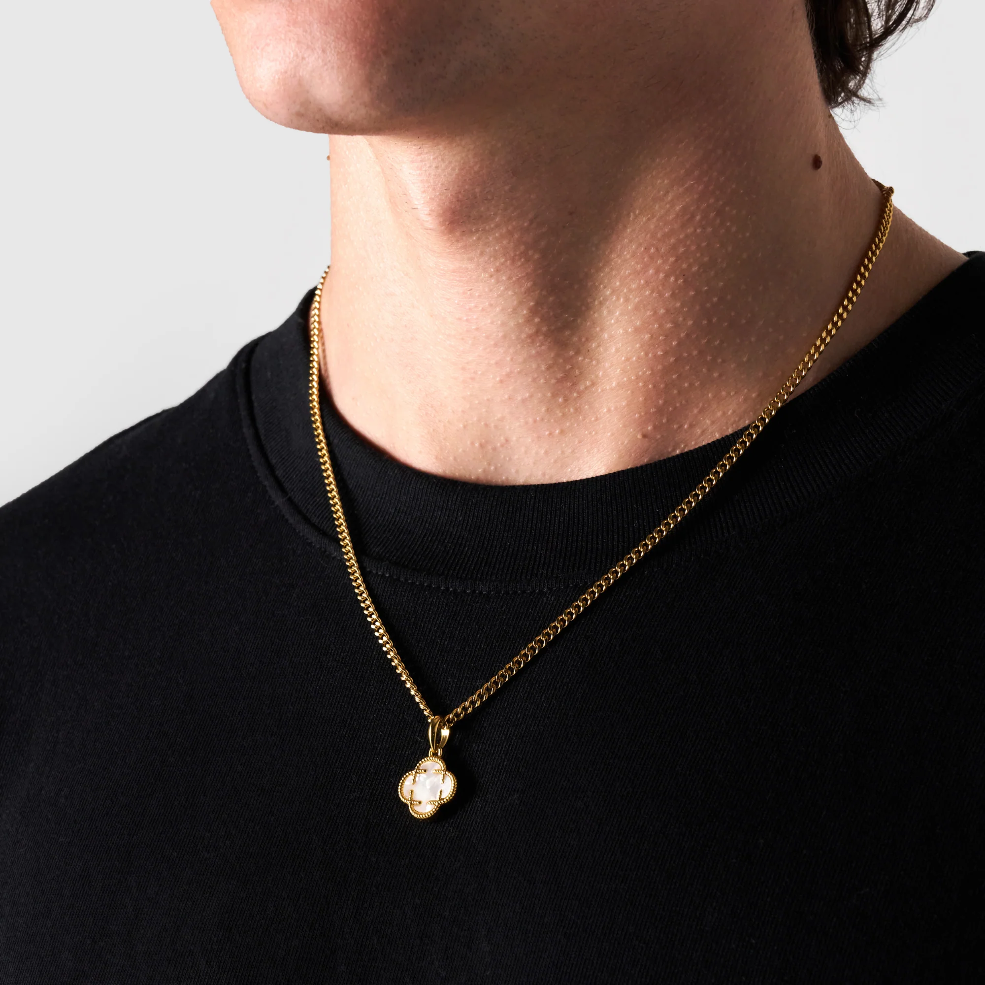 White Clover Stone Pendant (Gold) - Image 5