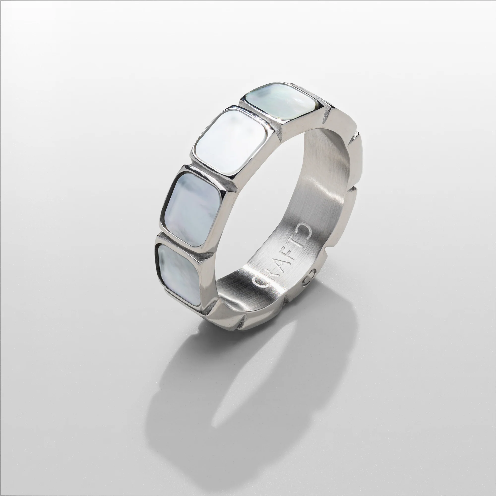 White Stone Band Ring (Silver) - Image 4